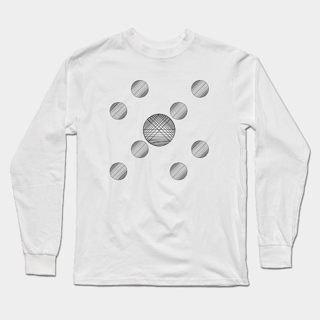 Monochrome Black lines Striped circles Abstract pattern Long Sleeve T-Shirt by KateQR